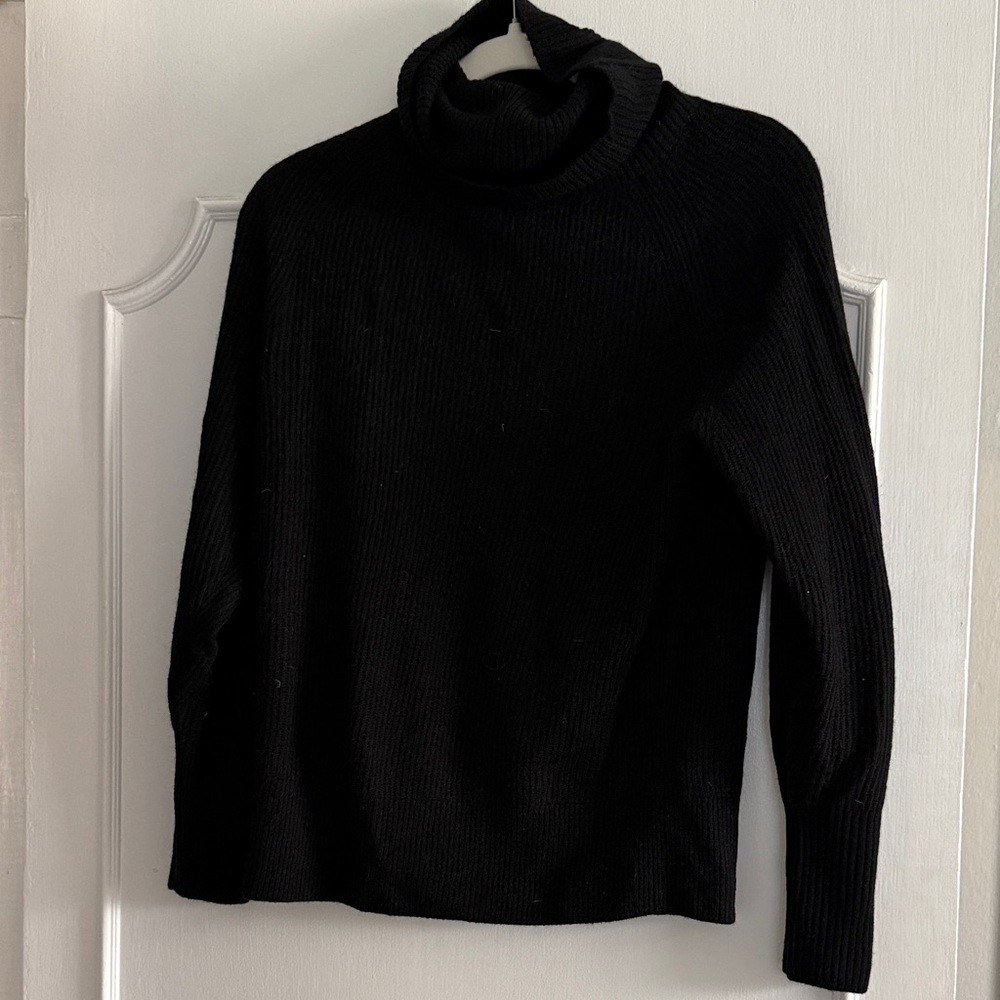 Quince Elegant Black Cowl Neck Sweater